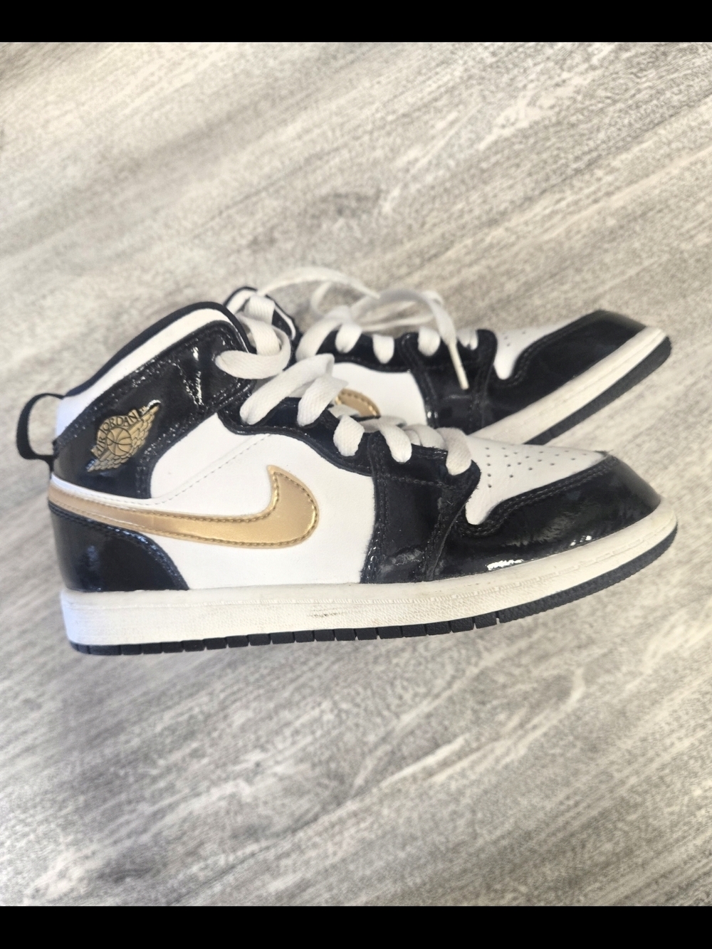 Jordan Kids' Mid-Top Sneakers in Black, White & Gold